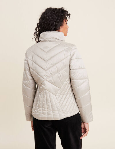 Doudoune déperlante cintrée zippée gris argent femme