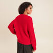 Pull col rond manches longues rouge femme