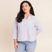 Chemise manches 3/4 bleu femme