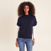 Pull col montant bleu marine femme