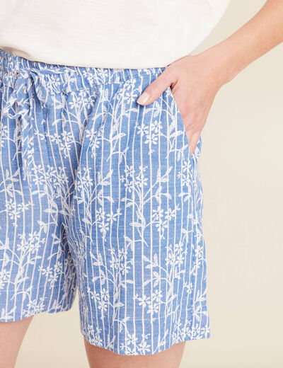 Short large taille haute bleu clair femme
