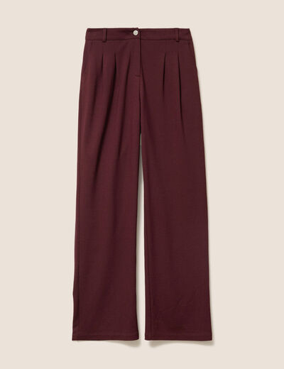 Pantalon large taille standard bordeaux femme