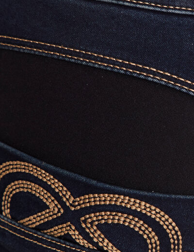 Jean ajusté 7/8ème effet bi-matière denim brut femme