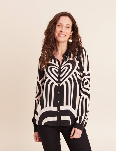 Chemise ample manches longues fluide blanc femme