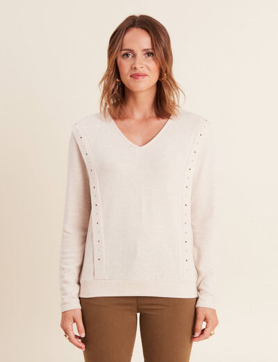 T-shirt manches longues ecru femme creme femme