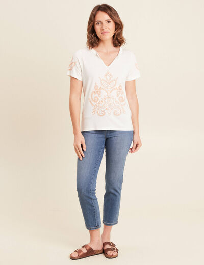 Top col tunisien ecru femme