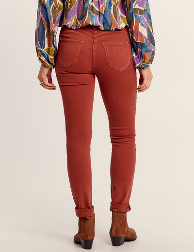 Jean magique ajusté taille standard marron cognac femme