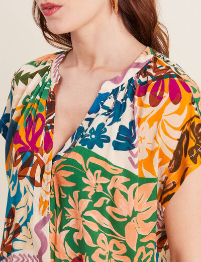Blouse manches courtes multicolore femme
