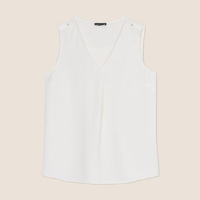 Blouse sans manches ecru femme