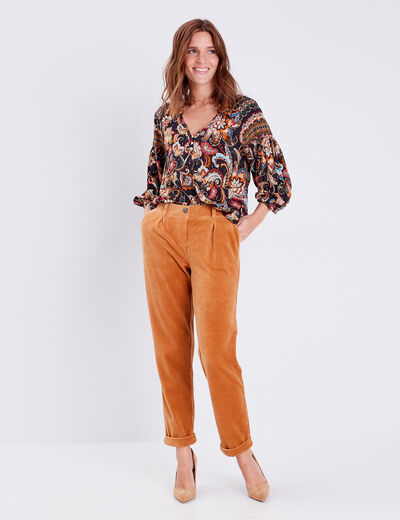 Blouse manches 3/4 bleu foncé femme
