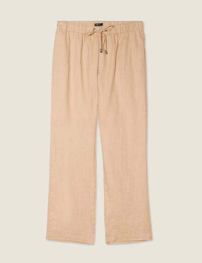 Pantalon flou 7/8ème en lin sable femme
