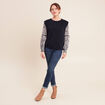 T-shirt col rond manches longues bleu femme