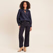 Blouse denim col &agrave; nouer denim brut femme