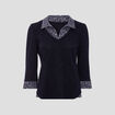 T-shirt manches 3/4 bleu femme