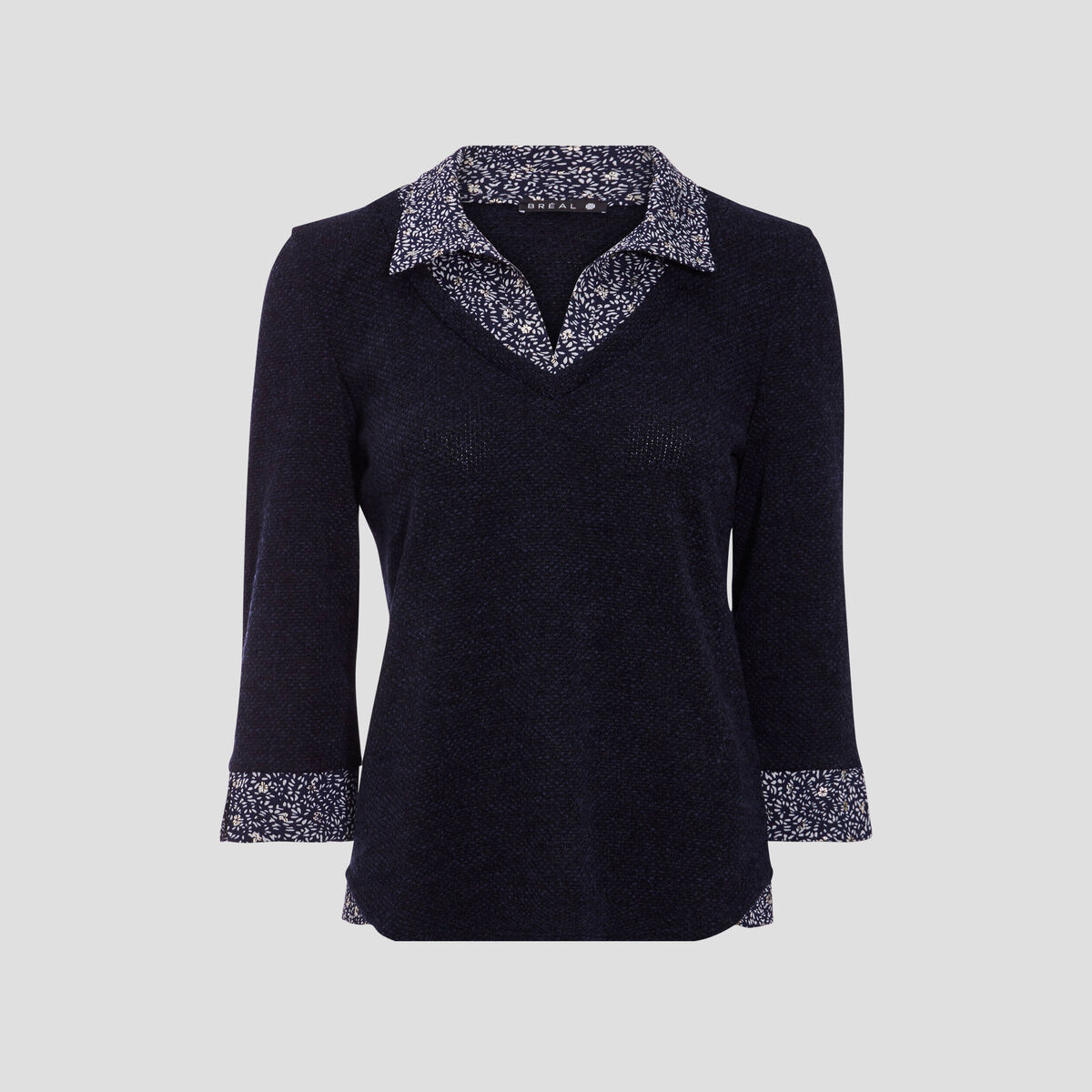 T-shirt manches 3/4 bleu femme