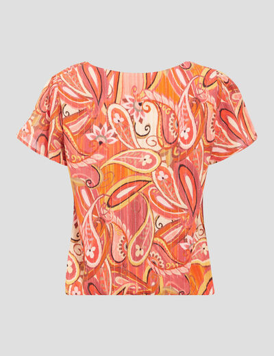 Blouse manches courtes orange femme
