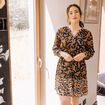 Robe imprimée évasée fluide femme noir femme