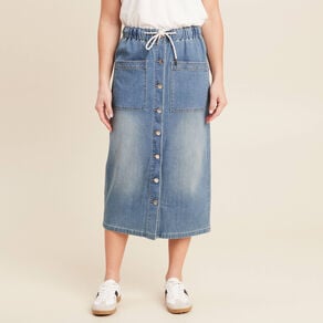 jupe longue droite en jean denim double stone femme Jupe longue droite en jean denim double stone femme