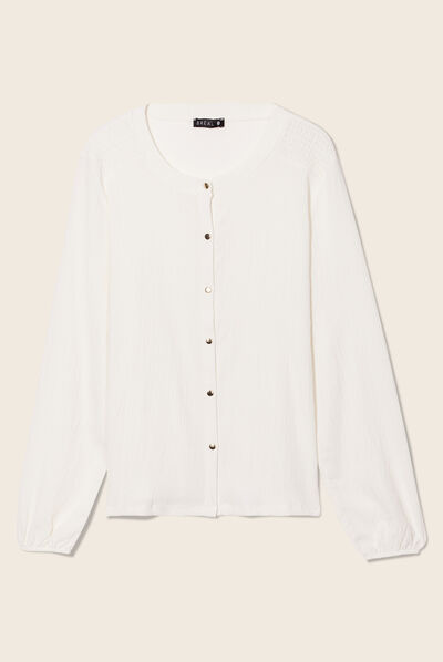 T-shirt manches longues ivoire femme