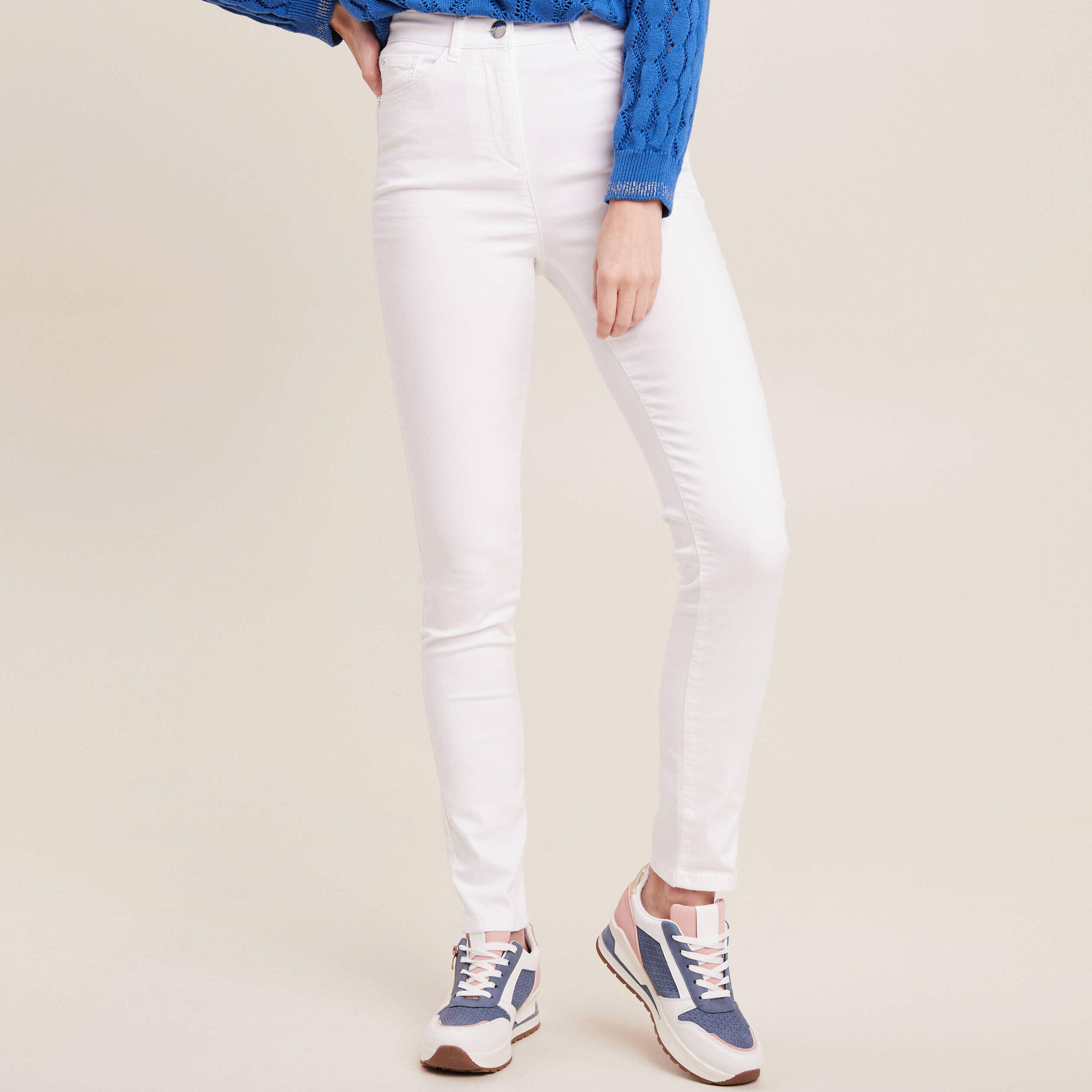 Pantalon blanc fluide taille sale haute