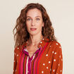 Chemise manches longues marron cognac femme