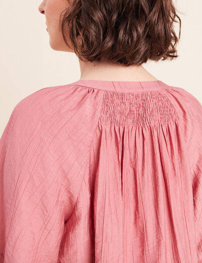 Blouse ample col v manches 3/4 mauve femme