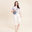 Pull col rond manches courtes bleu femme