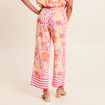Pantalon fluide et large taille haute rose corail femme