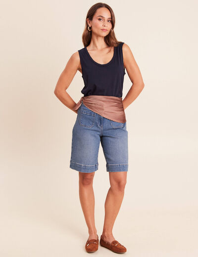 Bermuda en denim denim stone femme