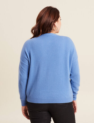 Pull en cachemire manches longues bleu violet femme