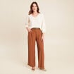Pantalon large avec ceinture amovible marron femme