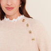 Pull bi-mati&egrave;re col montant ecru femme