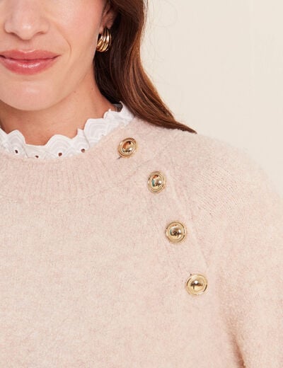 Pull bi-mati&egrave;re col montant ecru femme