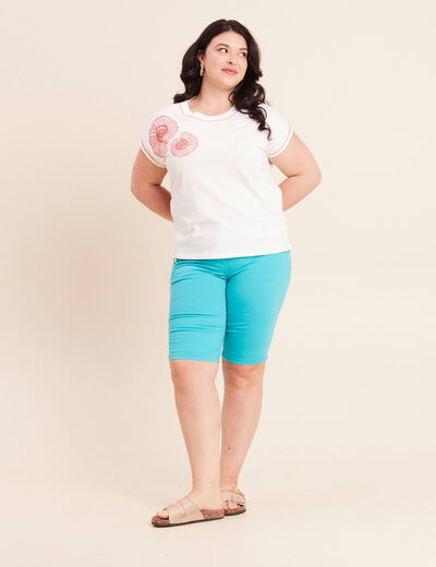 Bermuda ajust&eacute; taille standard vert turquoise femme
