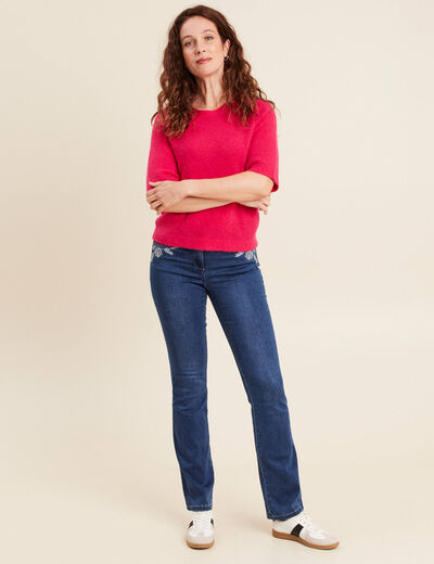 Pull col bateau rose femme