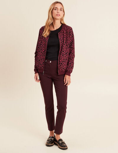 Gilet r&eacute;versible manches longues bordeaux femme