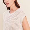 Pull ajour&eacute; col rond ecru femme