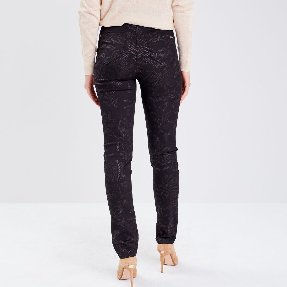 Pantalon ajusté denim noir femme