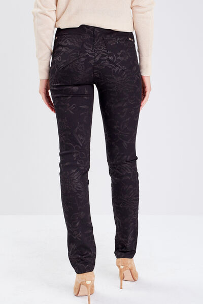 Pantalon ajusté denim noir femme
