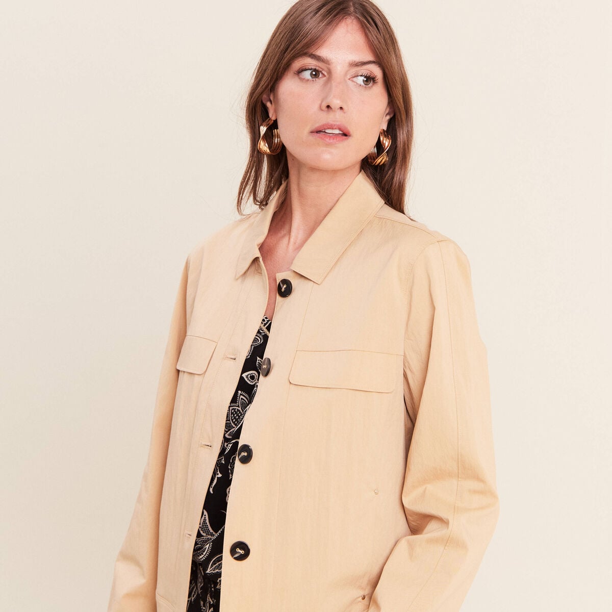 Veste doubl&eacute;e beige femme