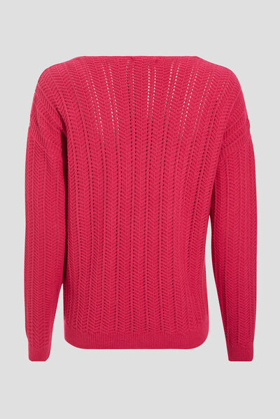 Pull confectionné en France rose framboise femme