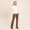 Pull col rond manches longues rouge femme