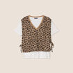 Pull 2 en 1 manches courtes marron femme