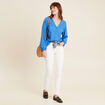 Jean ajusté taille basculée ecru femme