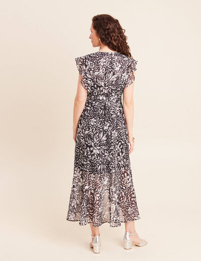 Robe longue portefeuille noir femme