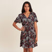 Robe évasée manches courtes noir femme