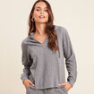 Sweat maille l&eacute;g&egrave;re manches longues gris clair femme