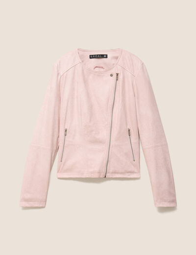 Veste droite zipp&eacute;e vieux rose femme
