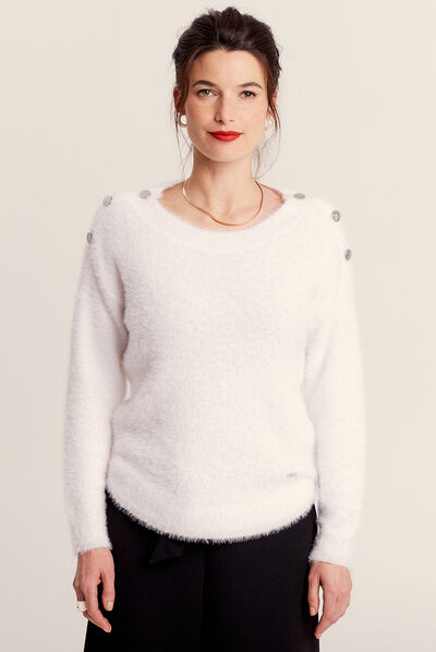Pull manches longues ecru femme