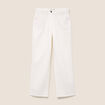 Jean coupe large 7/8&egrave;me taille haute blanc femme
